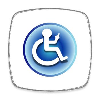 Pour les utilisateurs de fauteuil roulant avec humour # - Magnet carré - blanc - Devant