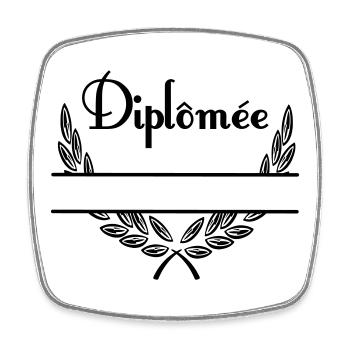 Diplômée – Couronne de Laurier avec Espace Nom - Square fridge magnet - white - Front
