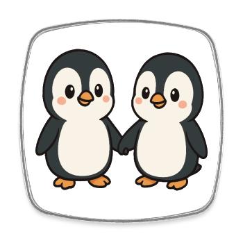 Zwei Pinguine Händchenhaltend - Viereckiger Kühlschrankmagnet - Weiß - Vorne