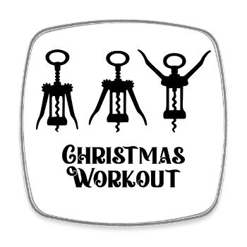 Christmas Workout Shirt Sweater - Square fridge magnet - white - Front