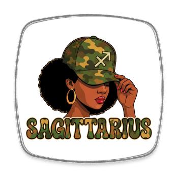 Sagittarius Queen – Camo Afro Girl Free Spirit - Square fridge magnet - white - Front