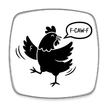 F-CAW-F Silhouette Huhn Illustration - Viereckiger Kühlschrankmagnet - Weiß - Vorne