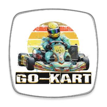 Go kart - Square fridge magnet - white - Front