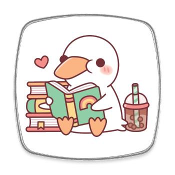 Le canard blanc mignon adore lire des livres - Magnet carré - blanc - Devant