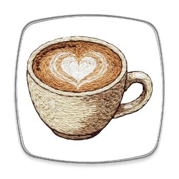 Embroidered cappuccino – coffee lover (printed) - Square fridge magnet - white - Front