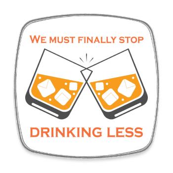 Frapper des verres : Enfin moins boire - Magnet carré - blanc - Devant