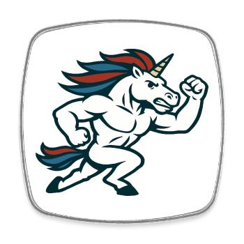 Running Power Unicorn Athletic Mascot Design - Square fridge magnet - white - Front