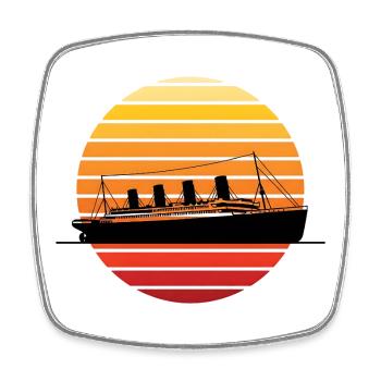 Paquebot vintage au Sunset Titanic - Magnet carré - blanc - Devant