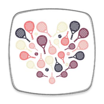 Padel Racket Heart  – Sport & Herz - Square fridge magnet - white - Front