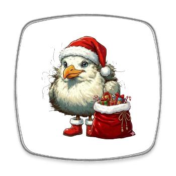 Weihnachten - Möwe im Weihnachtsoutfit - Viereckiger Kühlschrankmagnet - Weiß - Vorne