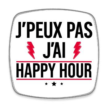 Ich kann nicht, ich habe Happy Hour Humor Aperitif - Viereckiger Kühlschrankmagnet - Weiß - Vorne