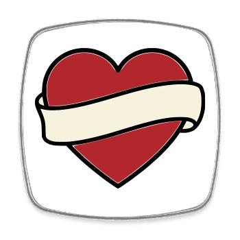 Tattoo Heart Banner Scroll Vector - Square fridge magnet - white - Front