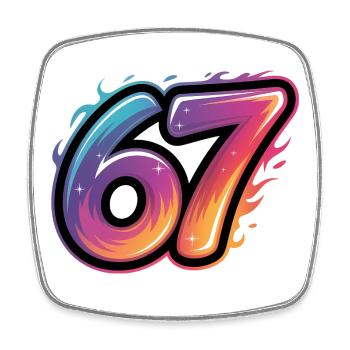 67 - Funny Six Seven T-Shirt - Viereckiger Kühlschrankmagnet - Weiß - Vorne