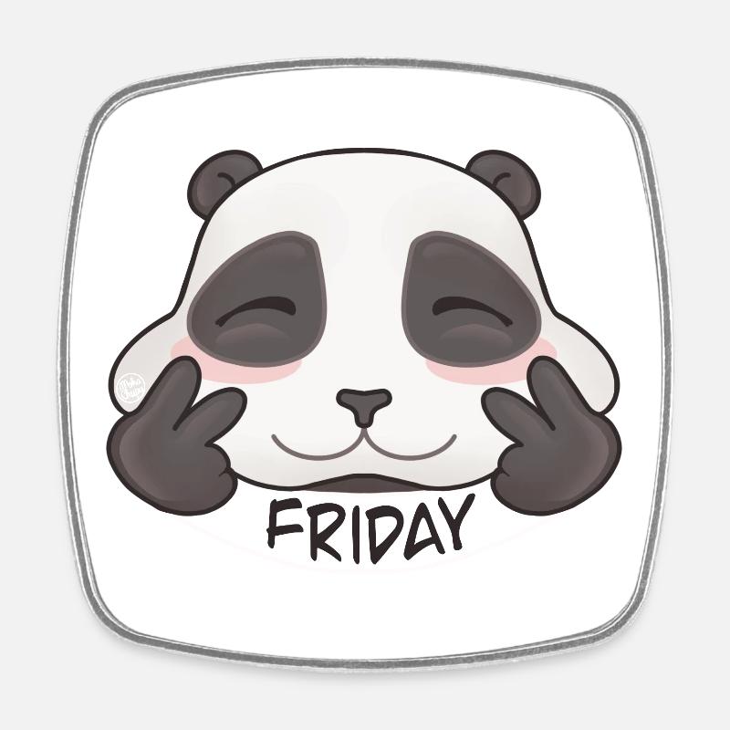 Sweet Friday Panda - Square fridge magnet - white