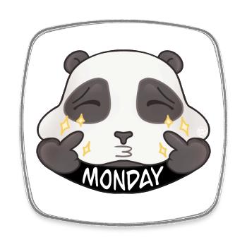 Panda Monday Cartoon Sparkle - Viereckiger Kühlschrankmagnet - Weiß - Vorne