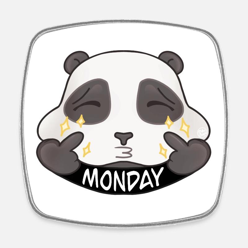 Panda Monday Éclat Cartoon - Magnet carré - blanc
