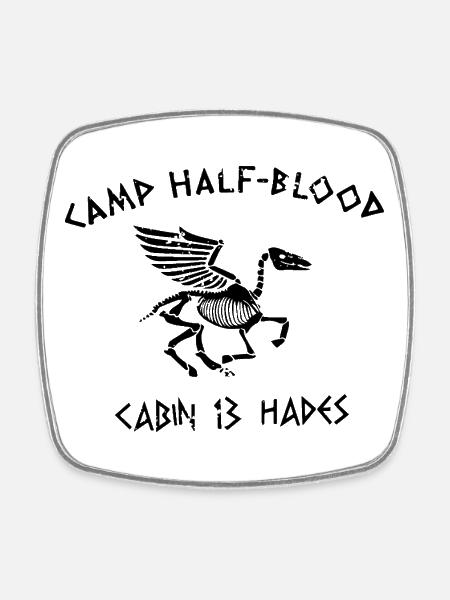 Camp HalfBlood Cabin 13 Hades Dinosaurier Vintage - Viereckiger Kühlschrankmagnet - Weiß