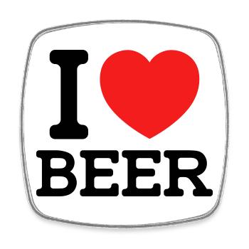 I love Beer (colors can be changed) - Square fridge magnet - white - Front