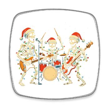 Ruban squelette de Noël Squelettes de Noël drôles - Magnet carré - blanc - Devant