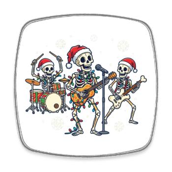 Ruban squelette de Noël Squelettes de Noël drôles - Magnet carré - blanc - Devant