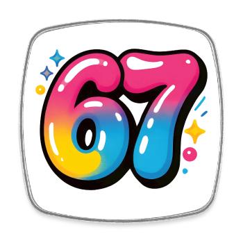 67 Six Sept Ballons Colorés - Magnet carré - blanc - Devant