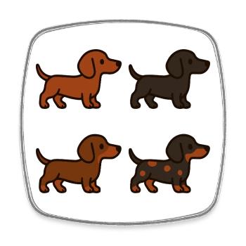 Niedliches Dackel-Hunde-Illustrationsset - Viereckiger Kühlschrankmagnet - Weiß - Vorne