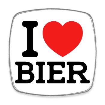 I love Bier (Farben änderbar) - Viereckiger Kühlschrankmagnet - Weiß - Vorne