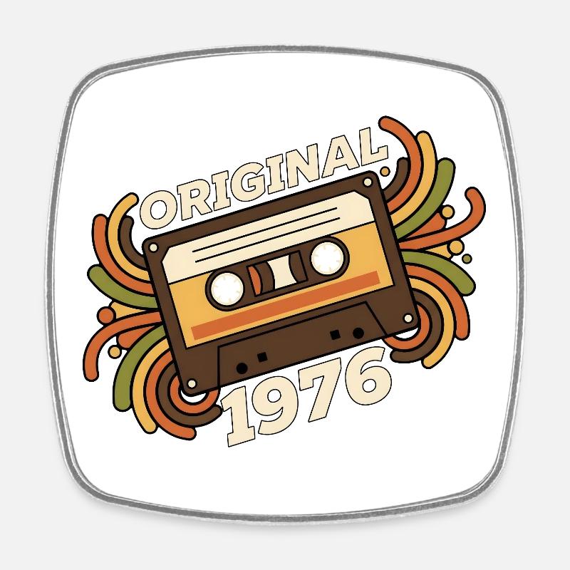Cassette rétro originale de 1976 - Magnet carré - blanc