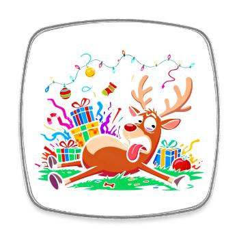 Christmas grouch reindeer funny annoyed exhausted - Square fridge magnet - white - Front
