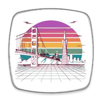 Rainbow Bridge Neon Skyline San Francisco - Magnet carré - blanc - Devant