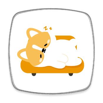 Tired Corgi on Sunny Couch - Square fridge magnet - white - Front