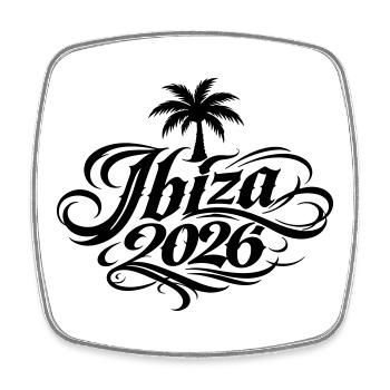 Ibiza 2026 Palm Tree - Square fridge magnet - white - Front
