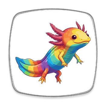 Farbenfrohes Axolotl-Regenbogen-Pop-Art-Aquarell - Viereckiger Kühlschrankmagnet - Weiß - Vorne