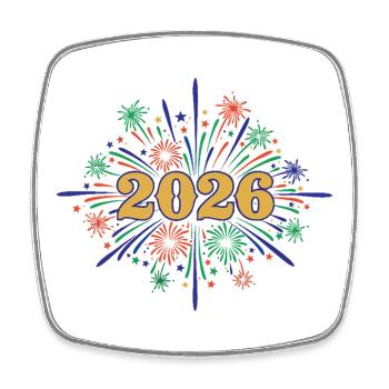 2026 Fireworks Celebration Design - Square fridge magnet - white - Front