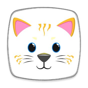 Cute Cat Face Kawaii Kitten Meow Pet Lover Gift - Square fridge magnet - white - Front