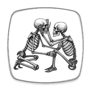 SKELETONS IN LOVE #4 - black & white - Magnet carré - blanc - Devant