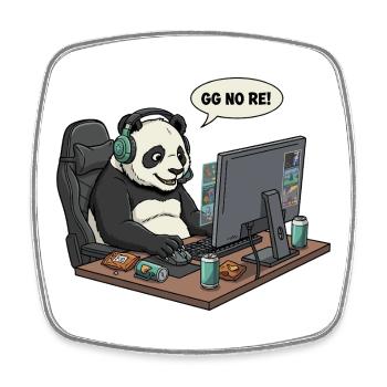 Panda Gamer GG NO RE - Viereckiger Kühlschrankmagnet - Weiß - Vorne