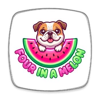 Four In A Melon Bulldogge - Viereckiger Kühlschrankmagnet - Weiß - Vorne