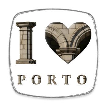 I Love Porto – Architectural City Design - Viereckiger Kühlschrankmagnet - Weiß - Vorne