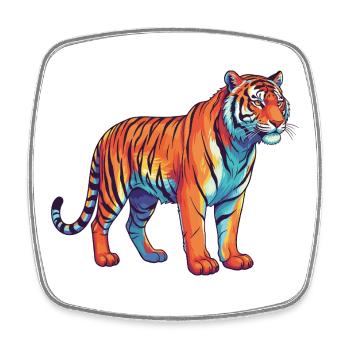 Buntes Tiger-Regenbogen-Pop-Art-Aquarell - Viereckiger Kühlschrankmagnet - Weiß - Vorne