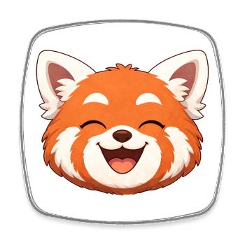 Paresseux, le panda roux tout sourire - Magnet carré - blanc - Devant