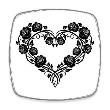 Ornement en forme de cœur de roses – Design floral romantique - Magnet carré - blanc - Devant