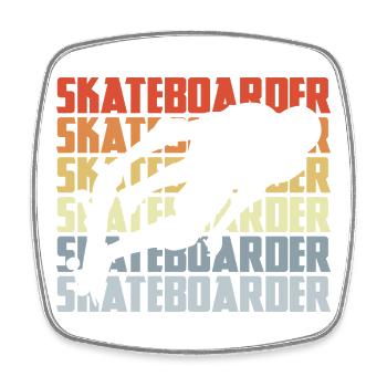 Skateboarder Vintage Look - Viereckiger Kühlschrankmagnet - Weiß - Vorne