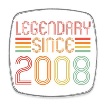 Legendary since 2008, Retro, Birthday - Square fridge magnet - white - Front