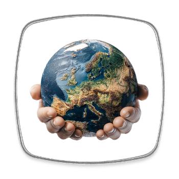 Erde in Händen: Globale Verantwortung - Viereckiger Kühlschrankmagnet - Weiß - Vorne