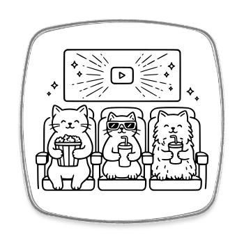 Art de ligne cinéma Cats - Magnet carré - blanc - Devant