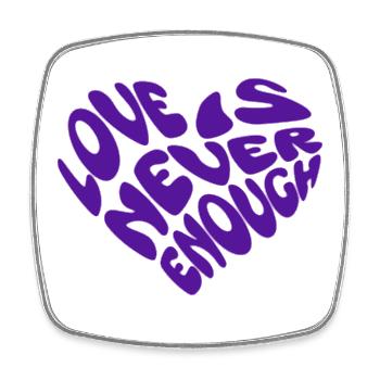 Motif d’amour en forme de cœur en forme de mot violet - Magnet carré - blanc - Devant