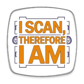 MRI Tech I Scan Therefore I Am MRI Technologist - Viereckiger Kühlschrankmagnet - Weiß - Vorne