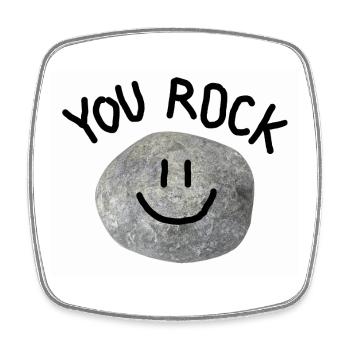 You Rock Minimal Wortspiel Statement Smile Stein - Viereckiger Kühlschrankmagnet - Weiß - Vorne
