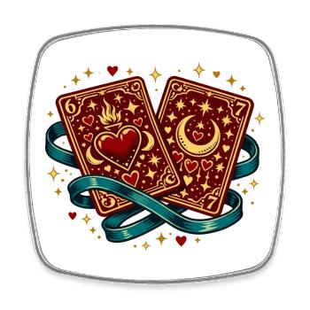 Spielkarten Herz 67 Six Seven Liebe Valentinstag - Viereckiger Kühlschrankmagnet - Weiß - Vorne